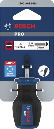 Obeng Bosch PRO Stubby SL 1.0 x 5.5 x 25 mm.
